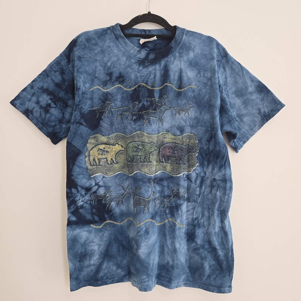 Vintage 90s Quality Goods Canda Tie Dye Native American Shirt - Size Large